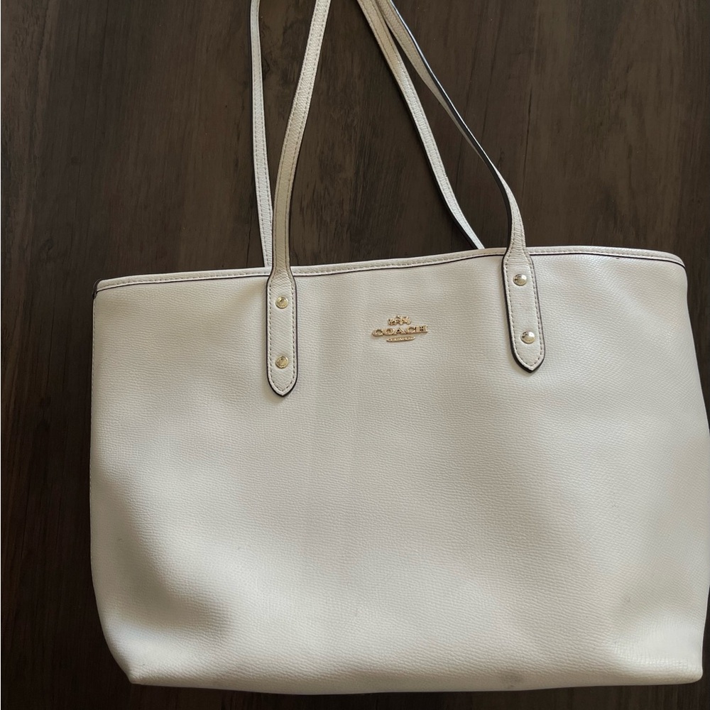 Coach Cream Leather Tote Bag